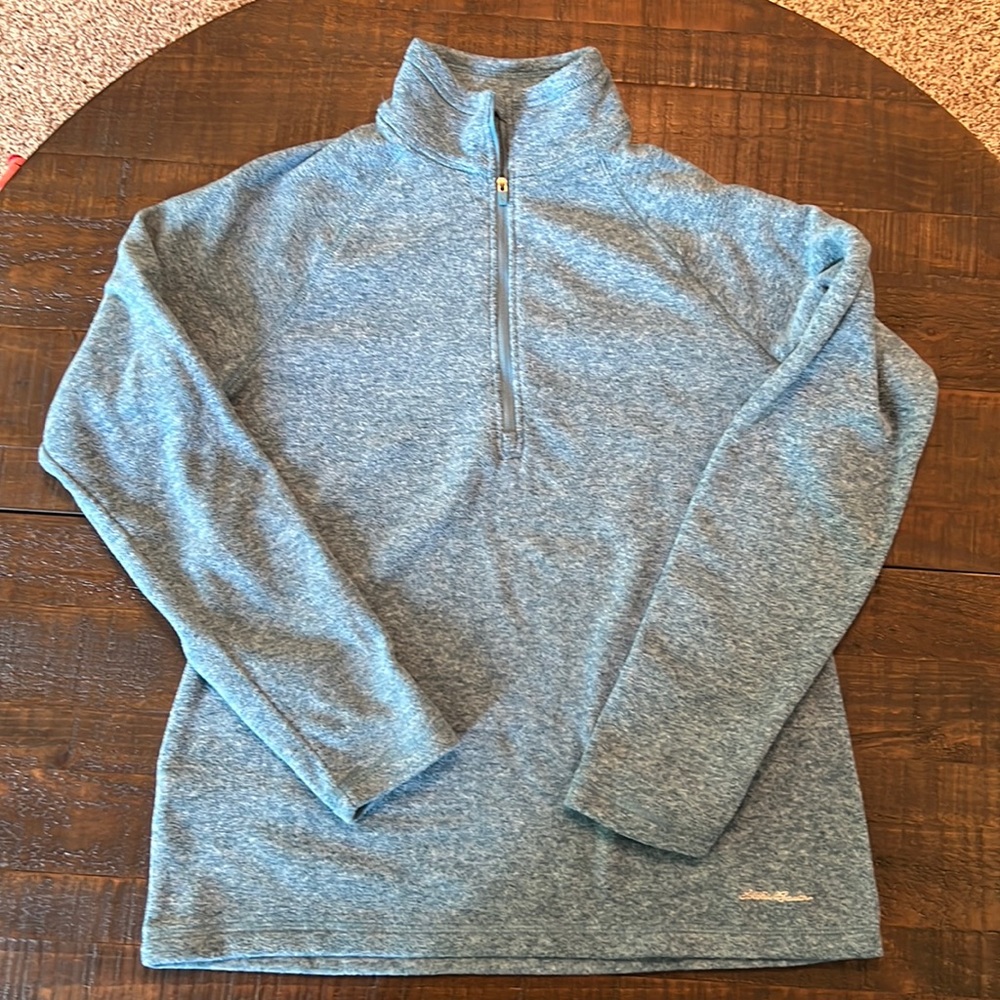 Eddie Bauer microfiber 1/4 zip fleece pullover in Heather teal size small